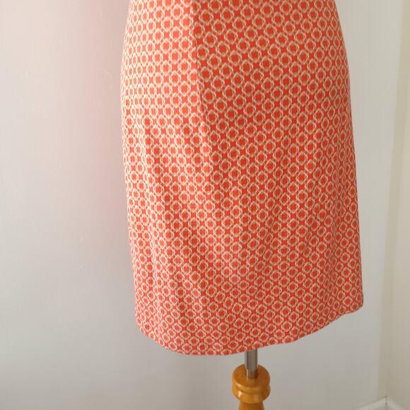 J. McLaughlin Silk Twist Front Dress Short Sleeve Orange Geometric Small - Picture 8 of 11